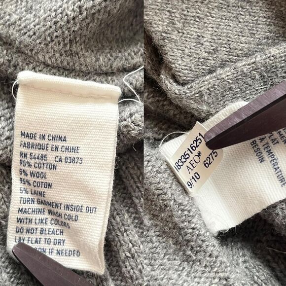 Y2K preppy American Eagle grey knit long sleeve button up cardigan size medium - Picture 4 of 8